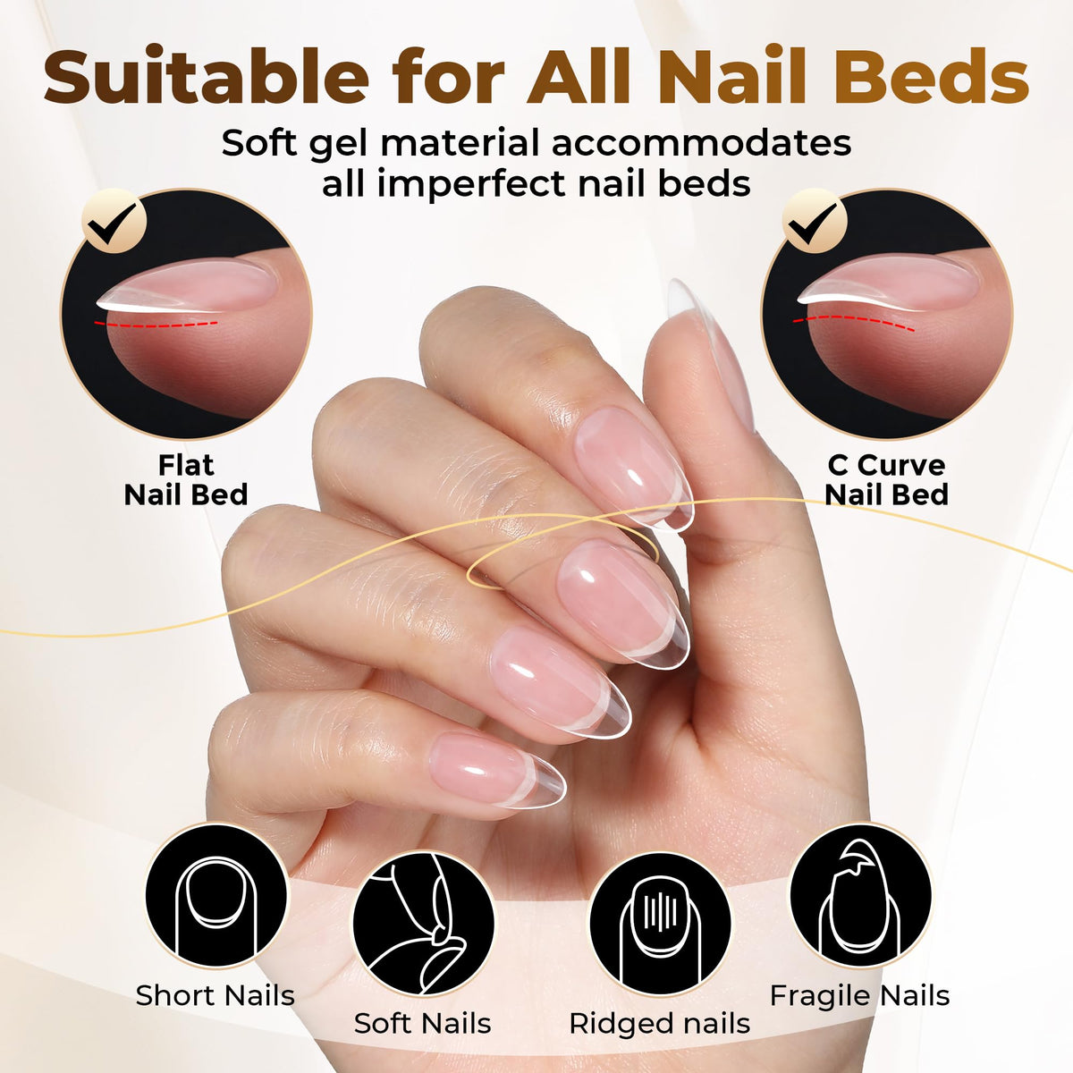 UNA GELLA Short Sharp Square Nail Tips 504pcs X-Soft Flat Square Nails