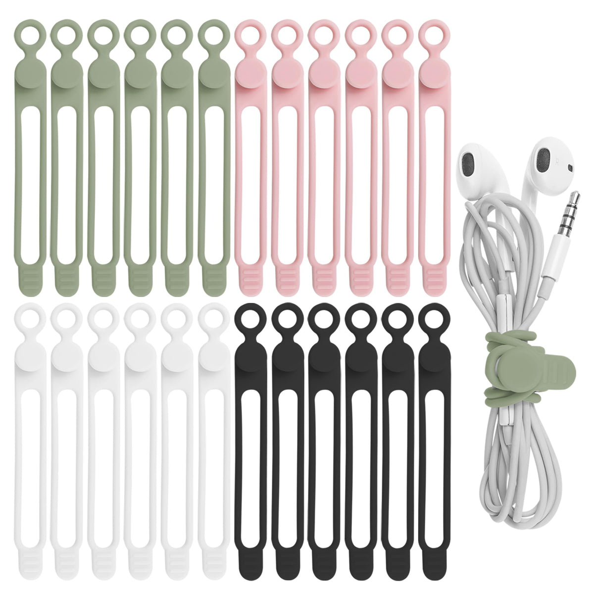 Silicone Cable Ties, Cord Organizer Cable Management,2Sizes-Grey