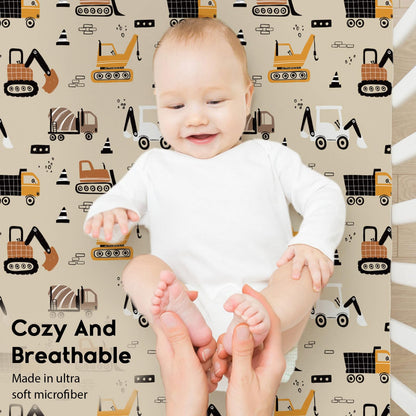 Yoofoss 2-Pack Baby Crib Sheets for Boys Girls 52x28 (Green+Leaf)