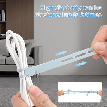 25 Pcs Silicone Cable Ties, Cable Ties Reusable, High Elasticity Cord Wraps for Electrical Cords, Cord Organizer for Earphone, Phone Charger(White)