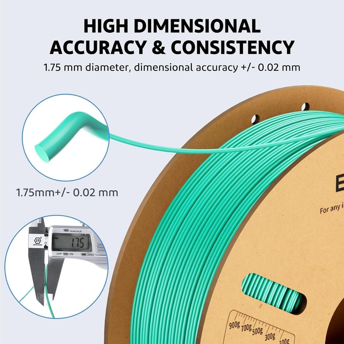 ELEGOO PLA Plus 3D Printer Filament 1.75mm White 2KG, Tougher & Stronger