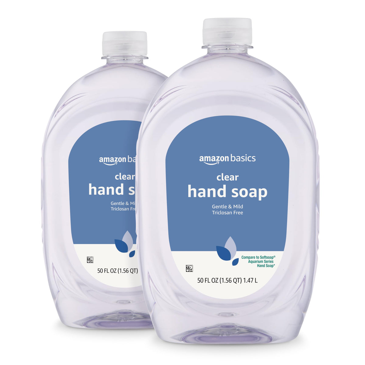 Amazon Basics Gentle & Mild Clear Liquid Hand Soap Refill, Triclosan-Free, Dermatologist-Tested, pH Balanced, Cruelty-Free, 50 Fluid Ounces, 1-Pack (Previously Solimo)