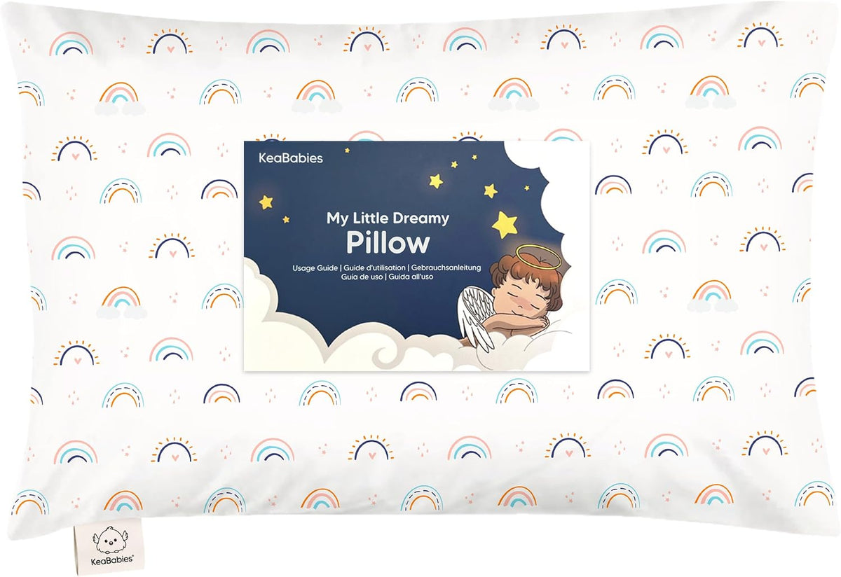 Toddler Pillow with Pillowcase 13x18 My Little Dreamy Pillow(Jolly Rainbow)