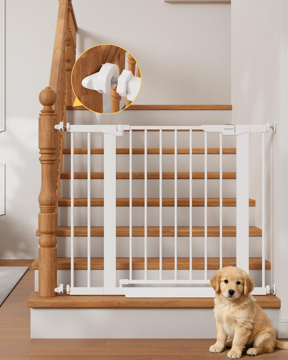 InnoTruth 27-36.6 in Wide Baby Gate for Stairs and Doorways, Black