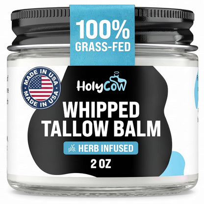 HolyCow Grass Fed Beef Tallow For Skin with Jojoba Oil, 2 Ounce - Unscented