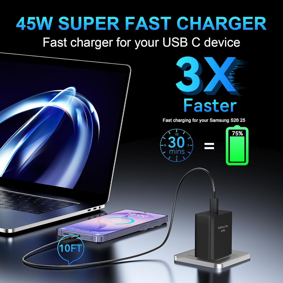 Phone 18 17 Pro Max Charger Fast Charging 45W USBC Phone Duo Fast Charger