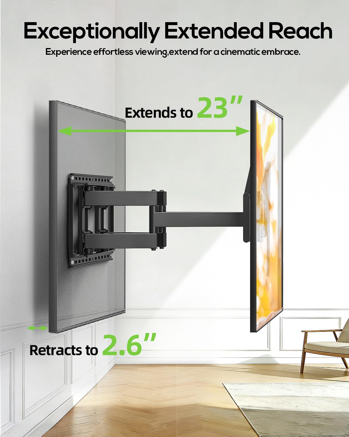 USX Mount Full Motion TV Wall Mount for 42-90 inch TV Holds up to 132lbs