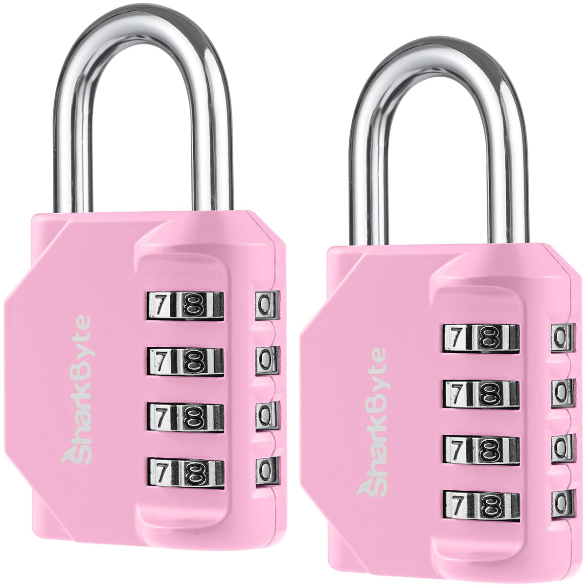 SharkByte Heavy Duty Combination Padlock – 4-Digit Weatherproof Outdoor Lock with Stainless Steel Shackle, Anti-Rust Resettable Code for Gym, School, Locker, Shed, Toolbox, Gate & Warehouse - Purple