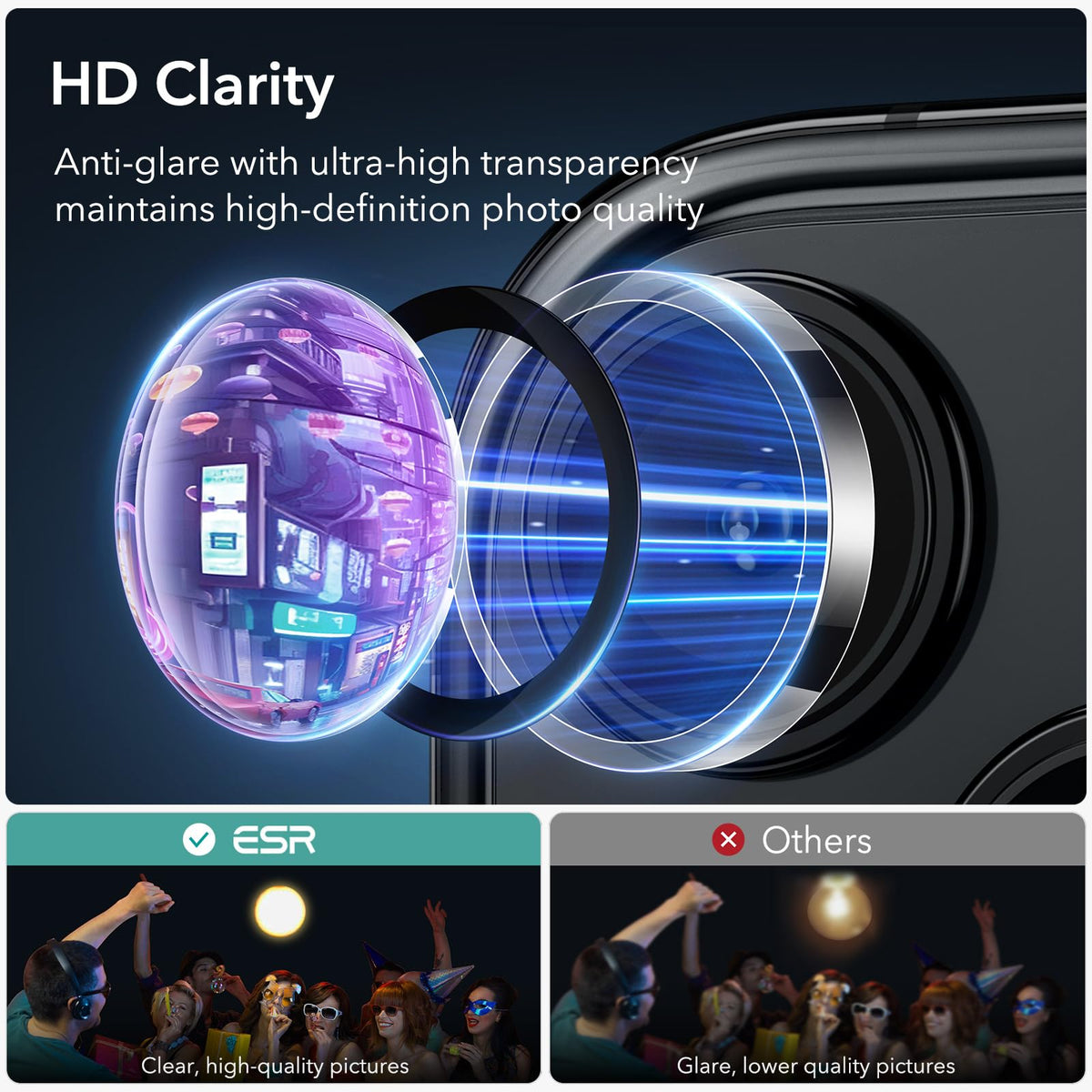 ESR for iPhone 17 Pro Max/17 Pro Camera Lens Protector, 1 Pack, Black