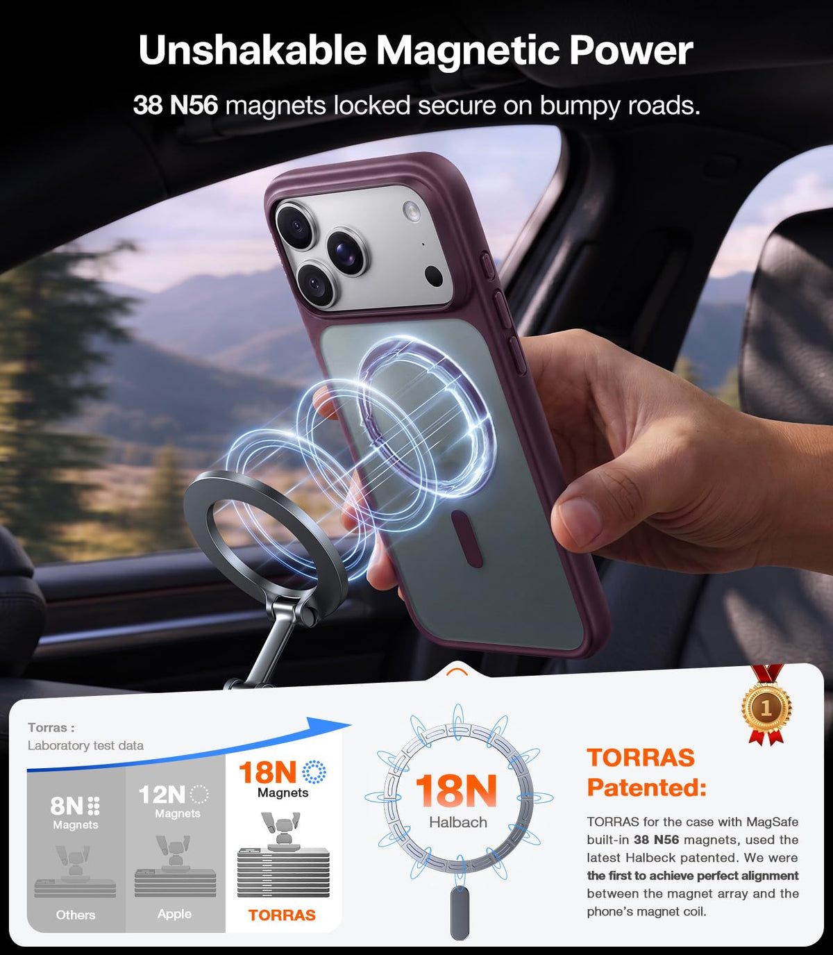 TORRAS Stronger Magnetic & Shockproof for iPhone 18 Pro Max Case Burgundy