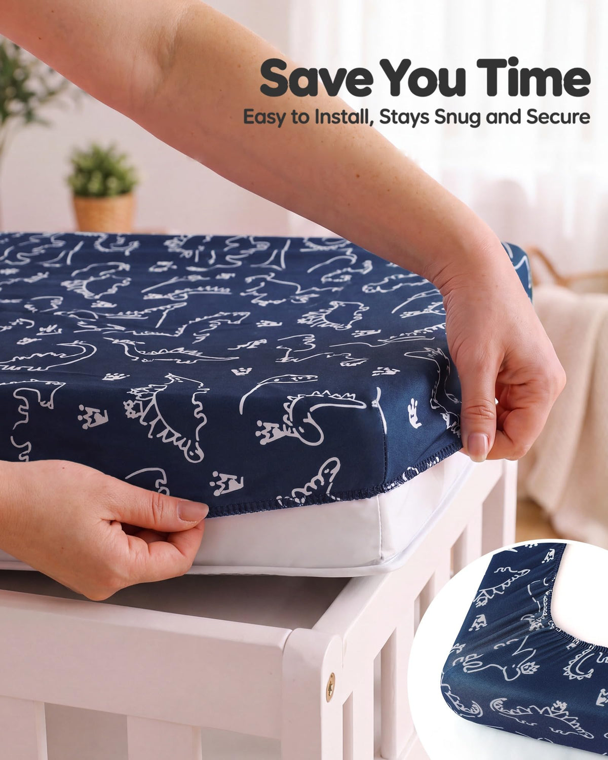 Yoofoss 2-Pack Baby Crib Sheets for Boys Girls 52x28 (Green+Leaf)
