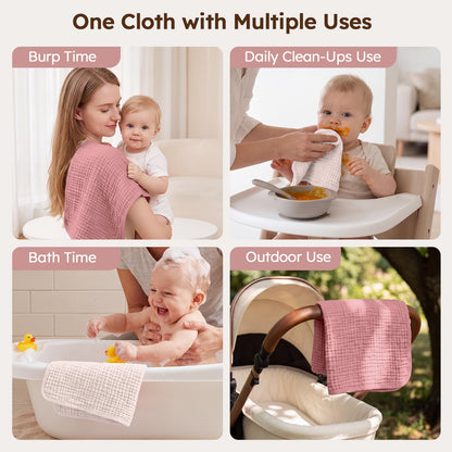 Looxii Muslin Baby Burp Cloths, Absorbent Brup Rags 6 Pack Set for Baby