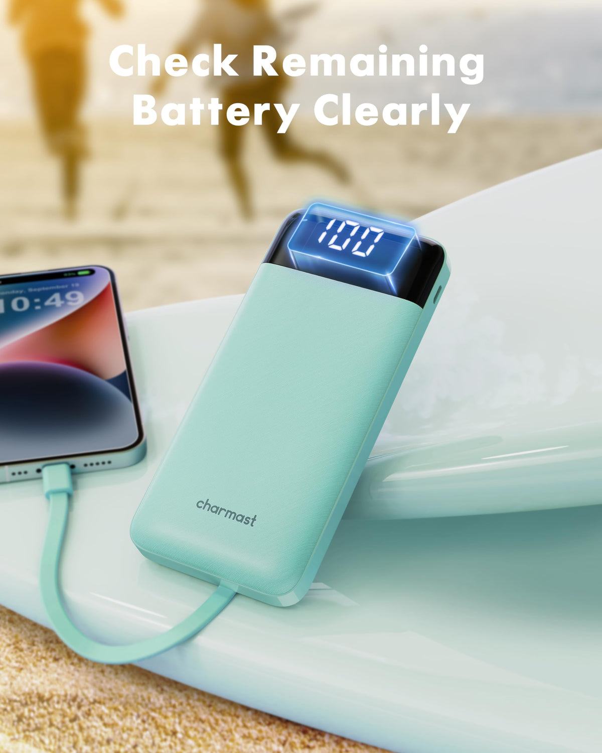 charmast Portable Charger Power Bank with Reinforced Built-in 4 Cables
