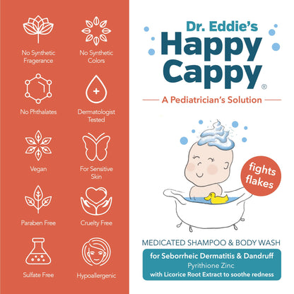 Happy Cappy Medicated Shampoo and Body Wash with Beanie Brush - 2 Pieces