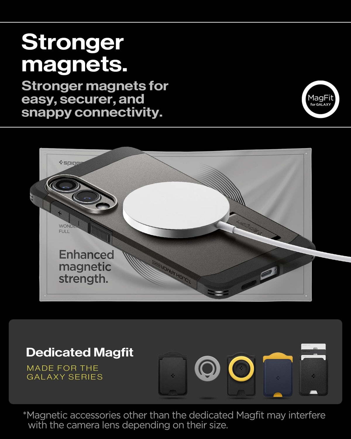 Spigen for Galaxy S26 Case, Tough Armor MagFit [Kickstand] [Compatible with MagSafe] [Military-Grade Protection] - Black