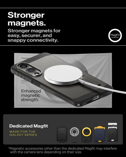 Spigen for Galaxy S26 Case, Tough Armor MagFit [Kickstand] [Compatible with MagSafe] [Military-Grade Protection] - Black