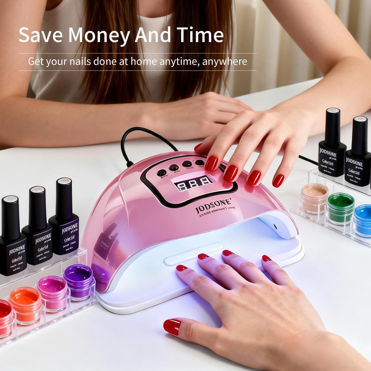 JODSONE Gel Nail Kit,210Pcs BS-74 Short Almond Nail Tips with U V Light