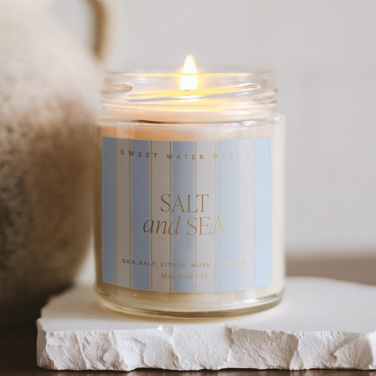 Sweet Water Decor Cashmere & Vanilla Soy Wax Candle, 9oz Clear Glass Jar