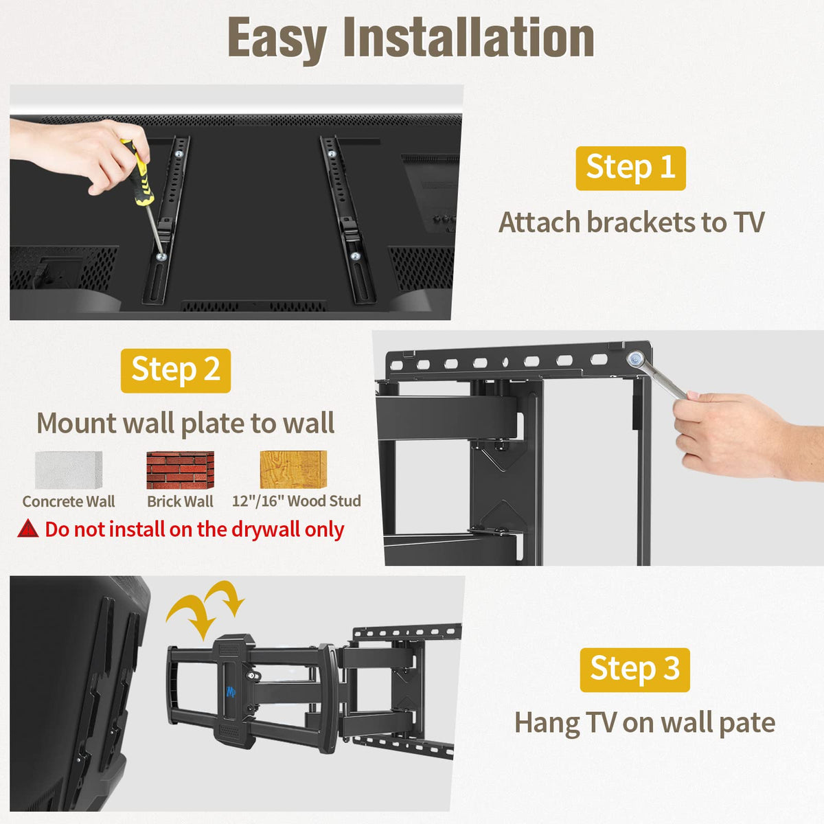 Mounting Dream Full Motion TV Wall Mount for Most 42-90 Inch TV Heavy Duty