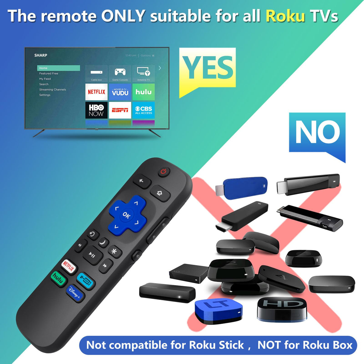 Replacement Remote Control for Hisense Smart Google TV，for Hisense UHD 4K ULED Google TVs