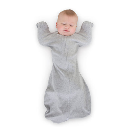 SwaddleDesigns Transitional Swaddle Sack, Cotton, Heathered Gray, 6-9mo