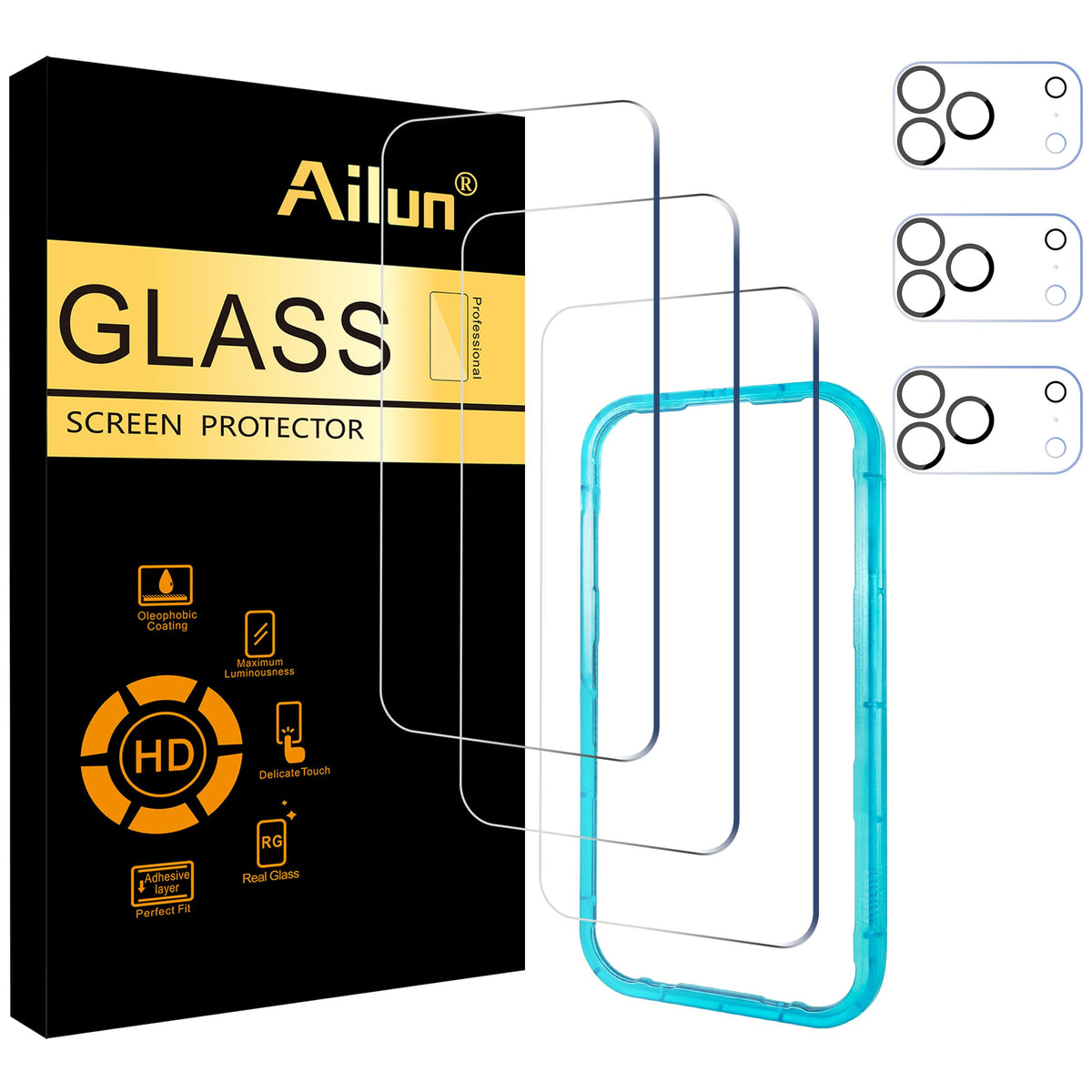 Ailun Screen Protector + Camera Lens Protector for iPhone 16 Pro Max