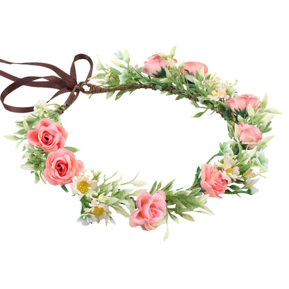 Pink Bohemian Flower Crown, Fairy Babys Breath Flower Headband