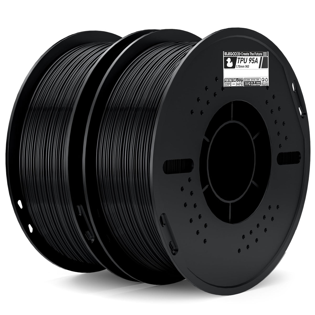 ELEGOO TPU 3D Printer Filament 1.75mm Black 1KG, 95A Flexible