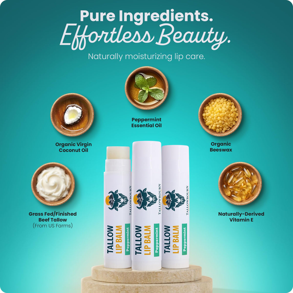 Moisturizing Grass-Fed Beef Tallow Lip Balm 3pk – Sweet Orange