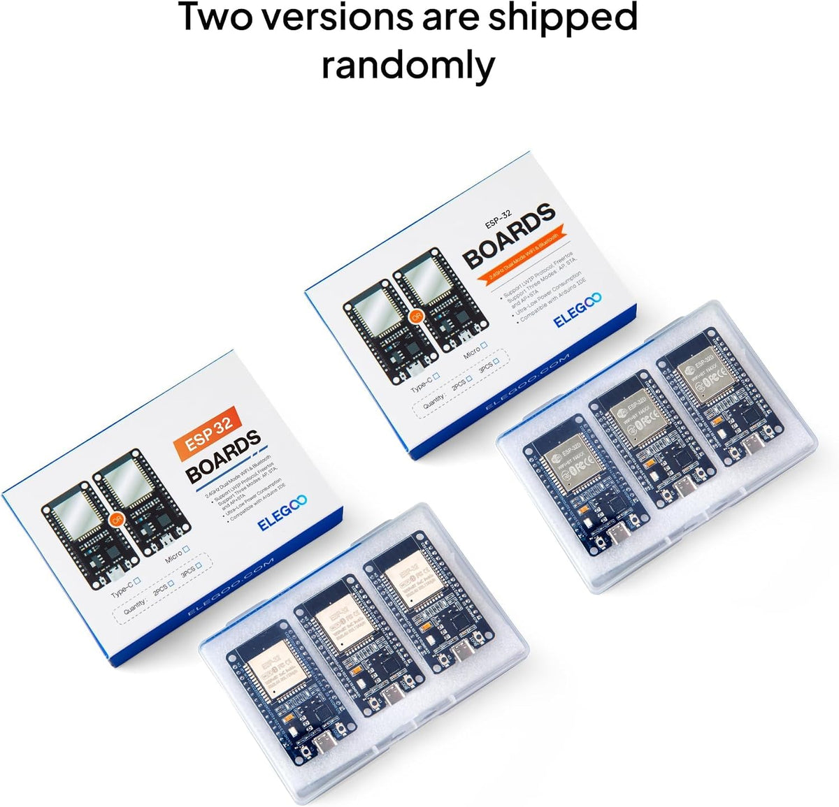 ELEGOO 3PCS ESP-32 Dev Boards, ESP-WROOM-32, USB-C, WiFi Bluetooth 4.2