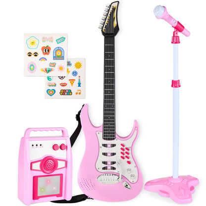 Best Choice Products Kids Guitar Set with Microphone & Amp, Pink
