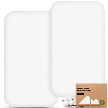 2pk Organic Baby Bassinet Sheets Boys, Girls, Fitted Sheet (Soft White)