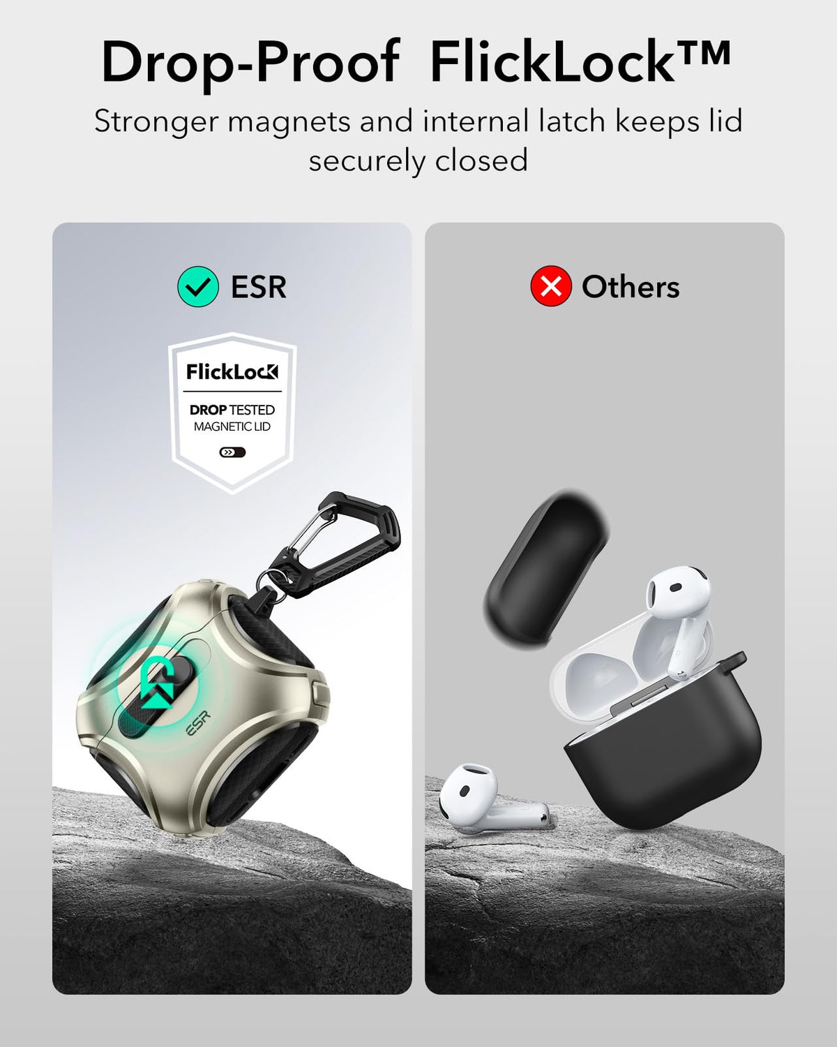 ESR for AirPods 5/4 Case, Compatible with MagSafe, Drop-Proof Lock, Black