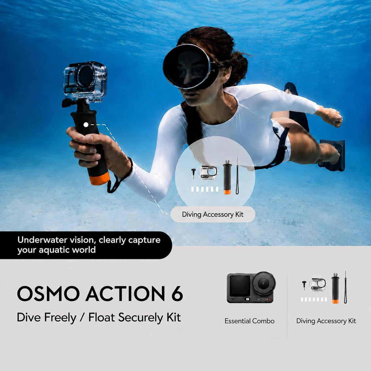 DJI Osmo Action 6 Essential Diving Combo, 8K Waterproof Action Camera