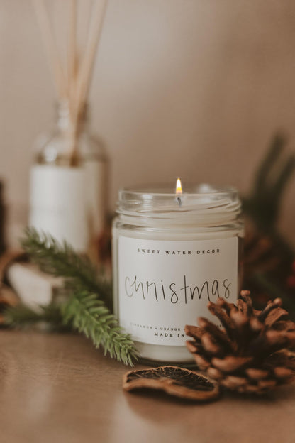 Sweet Water Decor Christmas Candle Gift, Holiday Scented 9oz Clear Jar