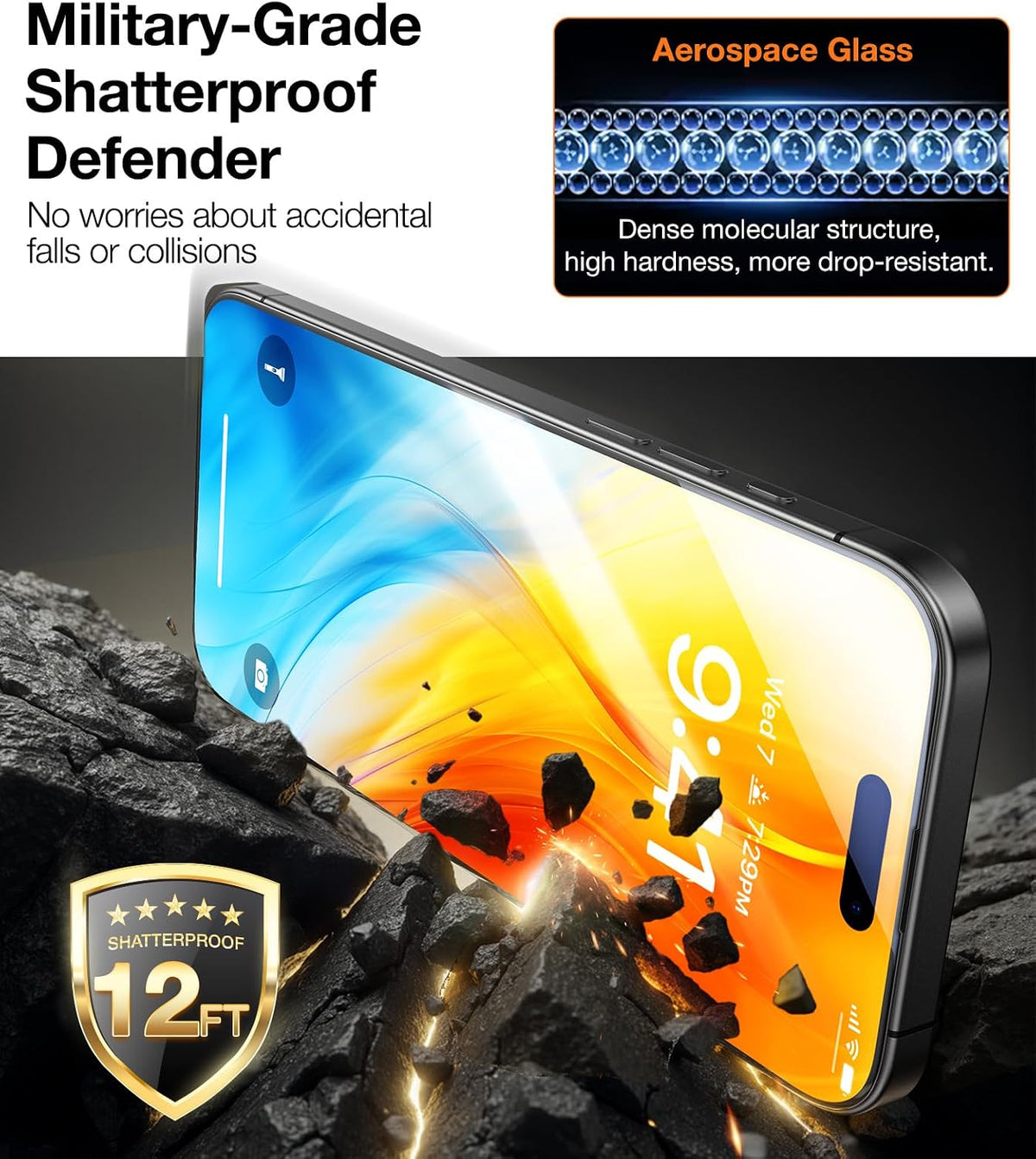 TORRAS Military-Grade Unbreakable for iPhone 18 Pro Screen Protector 2-Pack