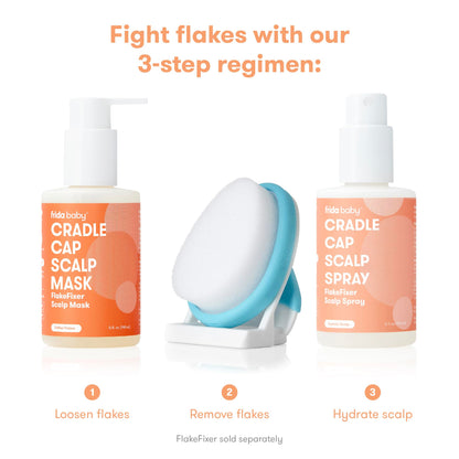 Frida The 3-Step Cradle Cap System, DermaFrida FlakeFixer, White-Blue
