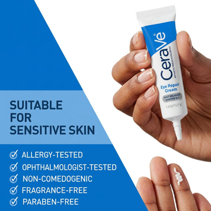 CeraVe Eye Repair Cream, Hyaluronic Acid Eye Cream for Dark Circles, 0.5oz