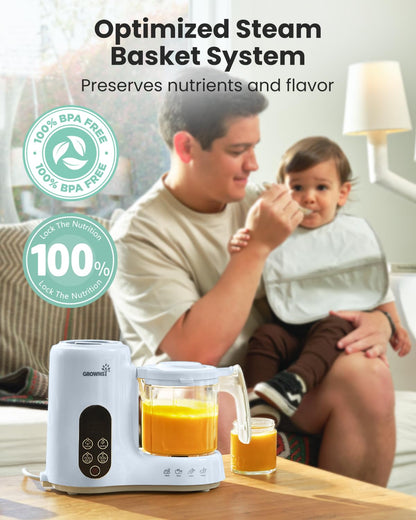 Grownsy Baby Food Maker, Steamer & Blender Baby Food Processor, Dark Grey