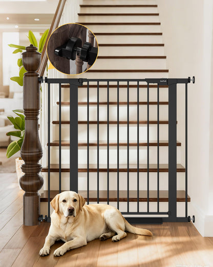 InnoTruth 27-36.6 in Wide Baby Gate for Stairs and Doorways, Black