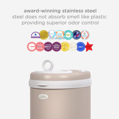 Ubbi Stainless Steel Diaper Pail, No Special Bags, Odor-Locking, White