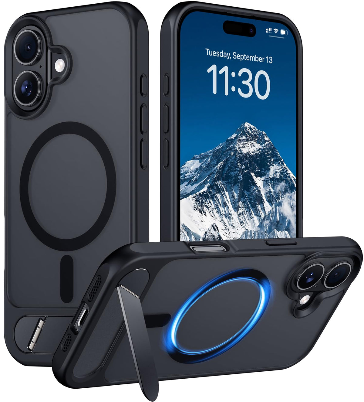 Temdan Magnetic Compatible with iPhone 16 Pro Max Case, [Built-in Invisible Kickstand][Compatible with MagSafe] [Military Grade Shockproof] Slim Translucent Matte Phone Case for iPhone 16 Pro Max 6.9"