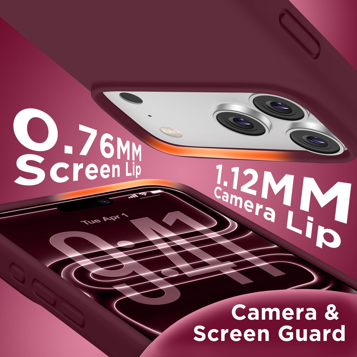 Magnetic for iPhone 18 Pro /17 Pro Case Silicone, Wine Red