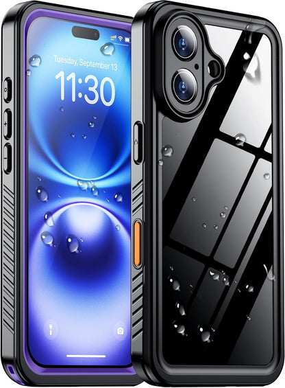 Temdan Compatible with iPhone 17 Pro Case,Waterproof Built-in Screen & Camera Protector IP68 Underwater Full Body 17FT Military Dropproof Shockproof Phone Case 6.3"-Blue/Clear