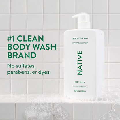 Native Body Wash 3 Pack - Natural Body Wash Women & Men - SLS & Paraben Free - Cucumber & Mint, Coconut & Vanilla, Lavender & Rose