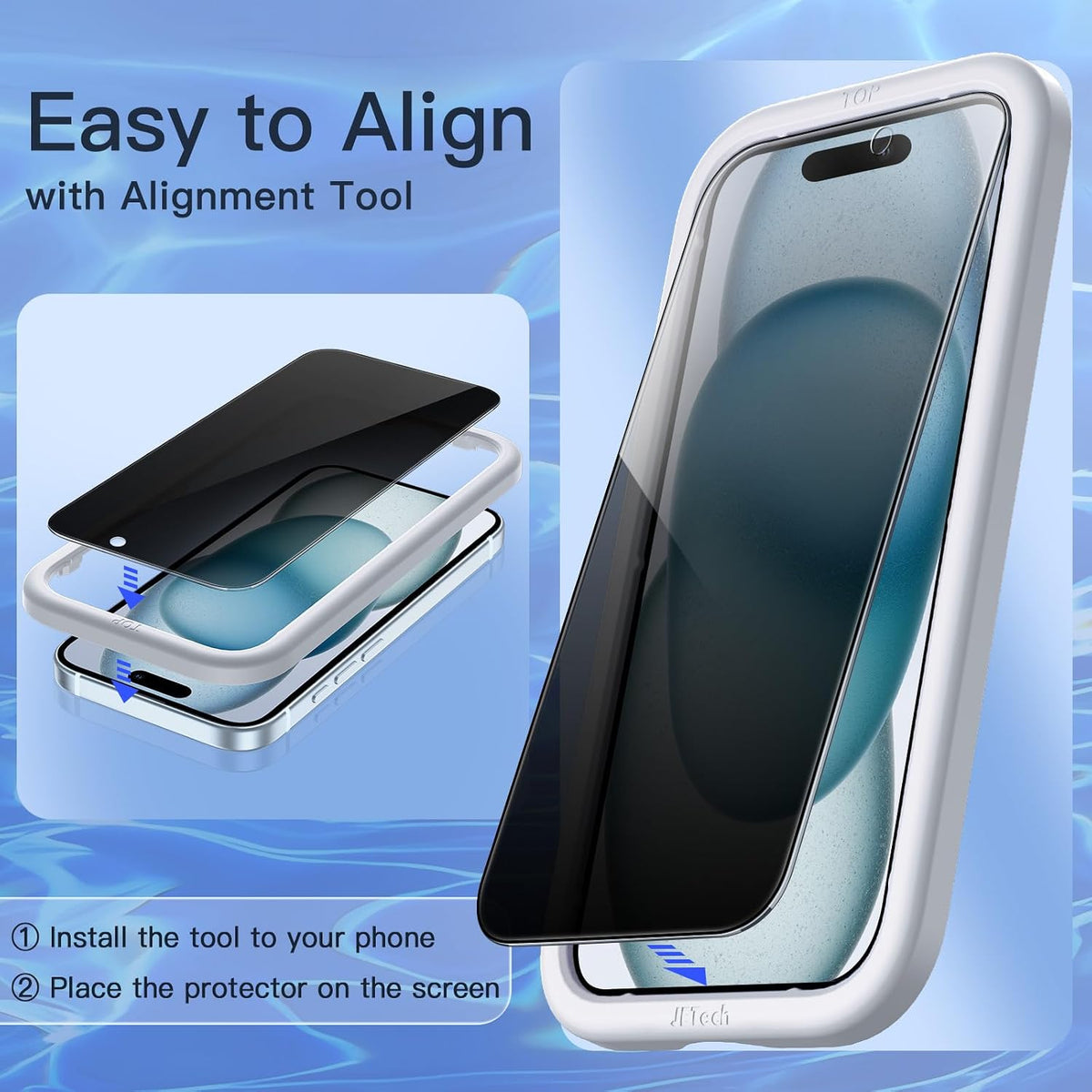 JETech Privacy Screen Protector for iPhone 16 Pro Max, 2-Pack