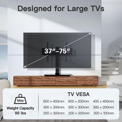 PERLESMITH Universal Swivel TV Stand for 32-75 inch TVs to 99lbs with Legs