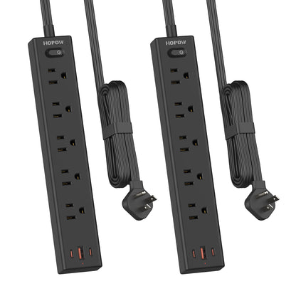 5 Outlets 2 Prong Power Strip with 3USB, 6FT Extension Cord for Old House