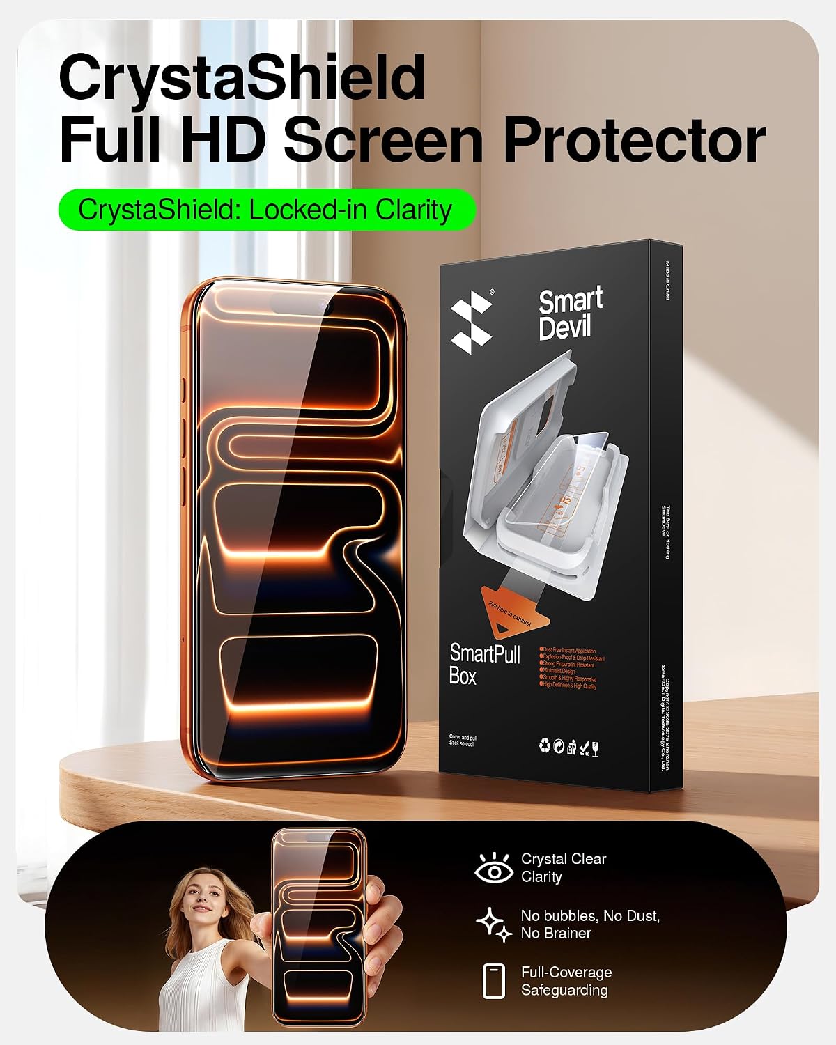 SMARTDEVIL 2 Pack Tempered Glass for iPhone 15 Pro Screen Protector