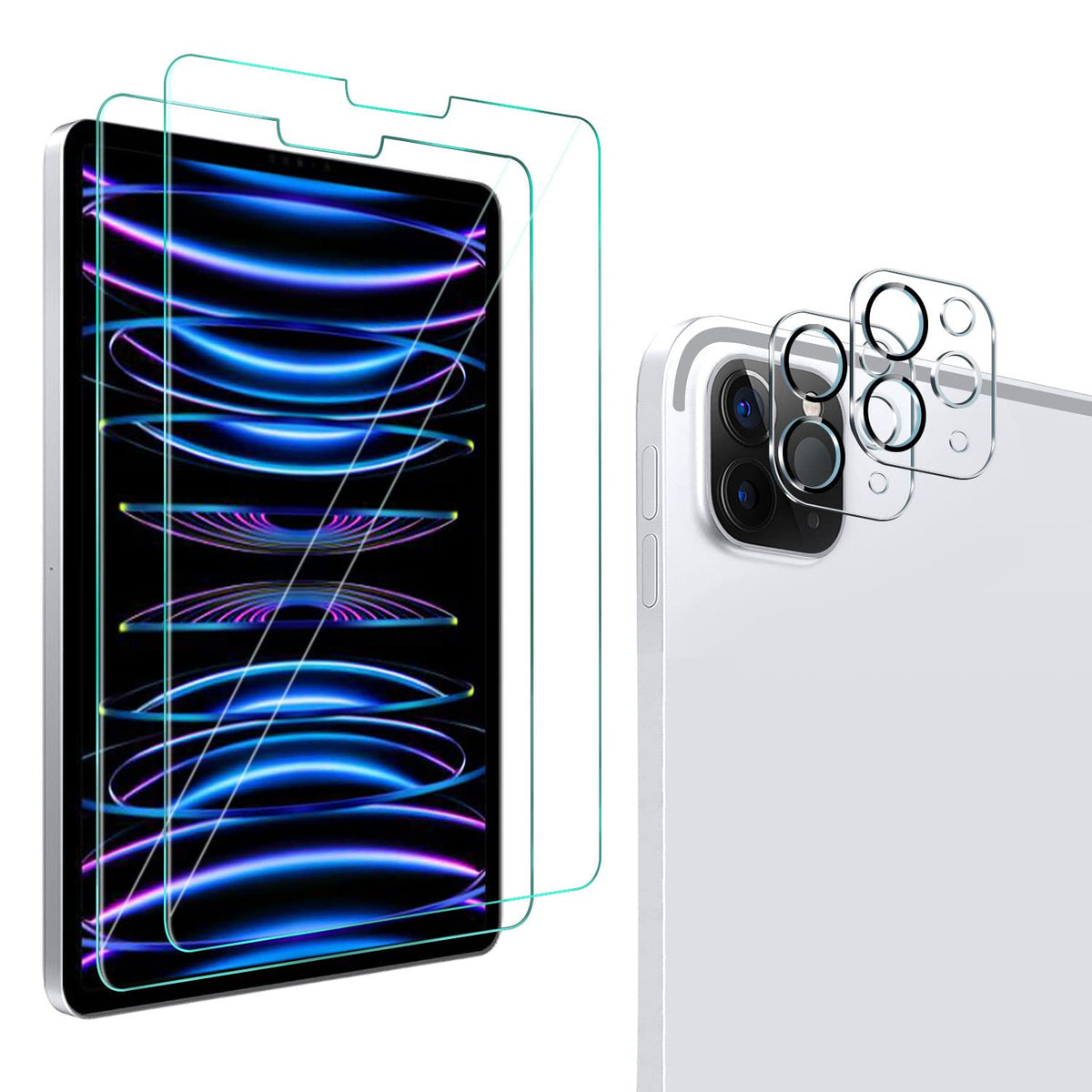 QHOHQ 3 Pack Screen Protector for iPhone 14 Plus 6.7 Inch with 3 Pack Tempered Glass Camera Lens Protector, Ultra HD, 9H Hardness, Case Friendly [Easy to Install Frame]